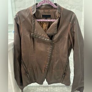 Steve Madeden faux leather moto jacket, dark brown. Medium